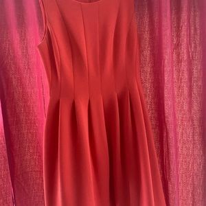 EUC Coral Calvin Klein scuba pleated dress, Sz 10